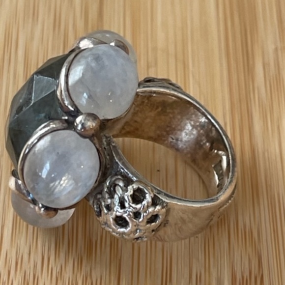 KumKum Labradorite And Moon Stone Silver Ring - Picture 2 of 3